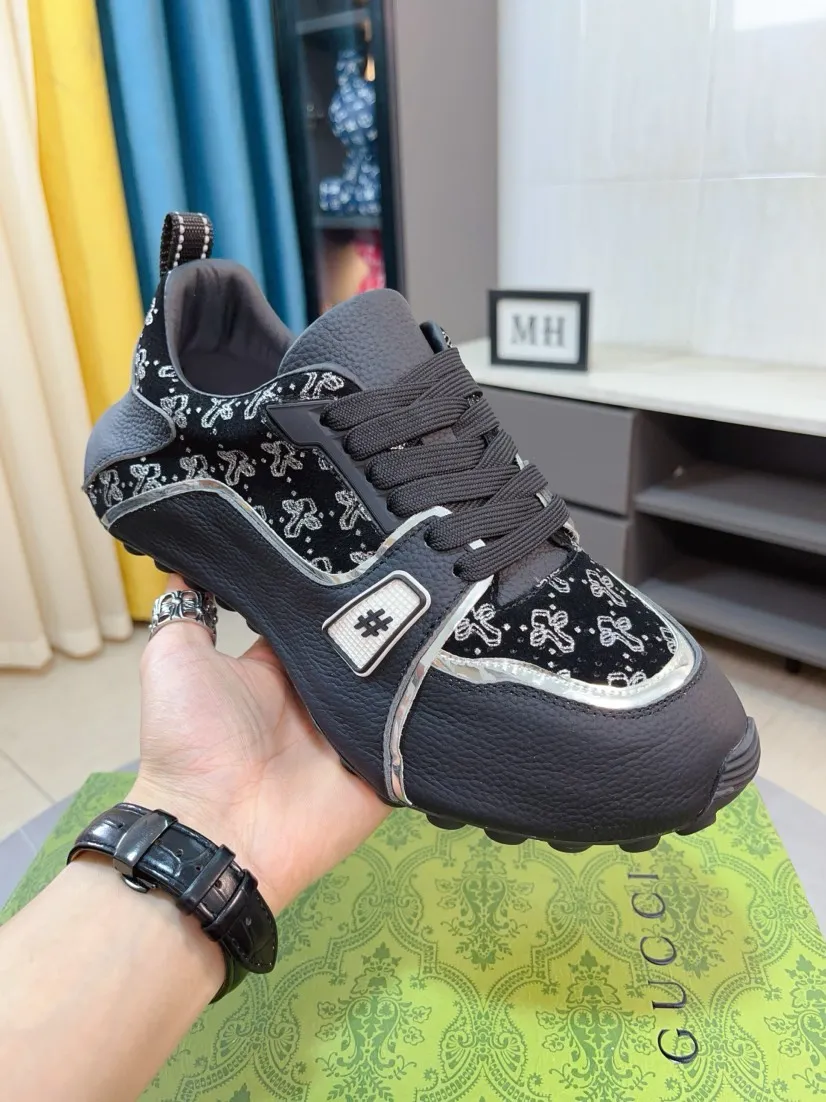 Men's shoes 💰560🌹🌹【GUCCI】pop-top casual sneakers with daddy outsole, breathable and comfortable, easy to walk, a versatile style for trendy men, upper with cowhide edged outsole design➕genuine leather lining➕Gucci's popular original outsole, sports and running style, super comfortable. Code number 38-44